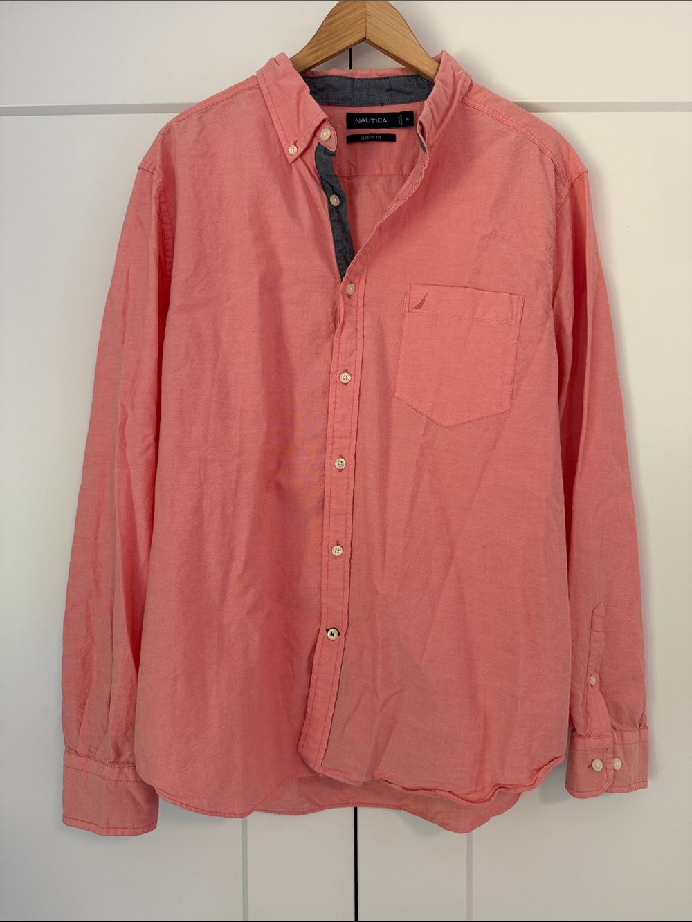 Nautica Men's Coral-Pink Button-Down Shirt
